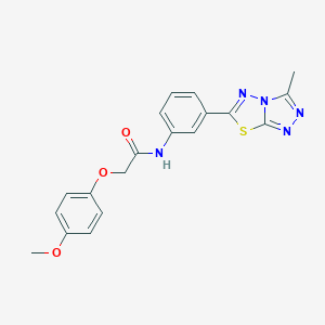 molecular formula C19H17N5O3S B504918 2-(4-methoxyphenoxy)-N-[3-(3-methyl[1,2,4]triazolo[3,4-b][1,3,4]thiadiazol-6-yl)phenyl]acetamide 