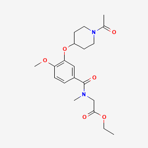 molecular formula C20H28N2O6 B5049218 ethyl N-{3-[(1-acetyl-4-piperidinyl)oxy]-4-methoxybenzoyl}-N-methylglycinate 