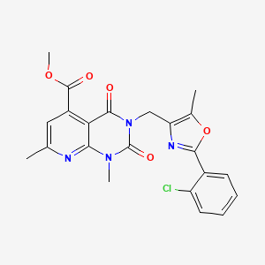 molecular formula C22H19ClN4O5 B5049254 methyl 3-{[2-(2-chlorophenyl)-5-methyl-1,3-oxazol-4-yl]methyl}-1,7-dimethyl-2,4-dioxo-1,2,3,4-tetrahydropyrido[2,3-d]pyrimidine-5-carboxylate 