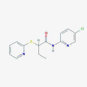 molecular formula C14H14ClN3OS B5049270 N-(5-chloro-2-pyridinyl)-2-(2-pyridinylthio)butanamide CAS No. 6198-82-9