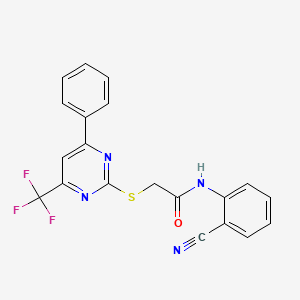 molecular formula C20H13F3N4OS B5049279 N-(2-cyanophenyl)-2-{[4-phenyl-6-(trifluoromethyl)-2-pyrimidinyl]thio}acetamide 