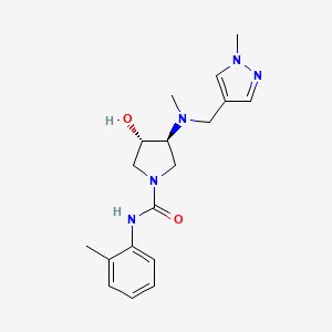 molecular formula C18H25N5O2 B5049310 (3S*,4S*)-3-hydroxy-4-{methyl[(1-methyl-1H-pyrazol-4-yl)methyl]amino}-N-(2-methylphenyl)-1-pyrrolidinecarboxamide 