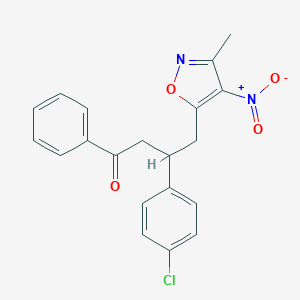 molecular formula C20H17ClN2O4 B504932 3-(4-Chlorophenyl)-4-{4-nitro-3-methyl-5-isoxazolyl}-1-phenyl-1-butanone 