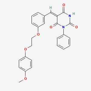 molecular formula C26H22N2O6 B5049324 5-{3-[2-(4-methoxyphenoxy)ethoxy]benzylidene}-1-phenyl-2,4,6(1H,3H,5H)-pyrimidinetrione 