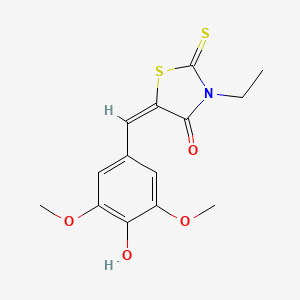 molecular formula C14H15NO4S2 B5049332 3-ethyl-5-(4-hydroxy-3,5-dimethoxybenzylidene)-2-thioxo-1,3-thiazolidin-4-one 