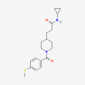 molecular formula C19H26N2O2S B5049379 N-cyclopropyl-3-{1-[4-(methylthio)benzoyl]-4-piperidinyl}propanamide 