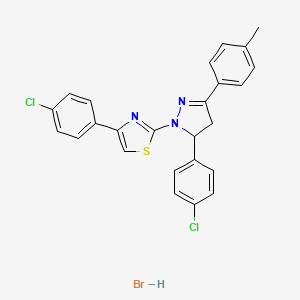 molecular formula C25H20BrCl2N3S B5049391 4-(4-chlorophenyl)-2-[5-(4-chlorophenyl)-3-(4-methylphenyl)-4,5-dihydro-1H-pyrazol-1-yl]-1,3-thiazole hydrobromide 