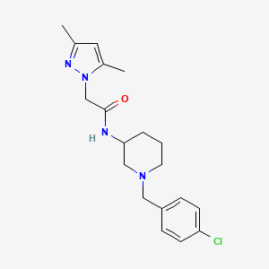 molecular formula C19H25ClN4O B5049407 N-[1-(4-chlorobenzyl)-3-piperidinyl]-2-(3,5-dimethyl-1H-pyrazol-1-yl)acetamide 