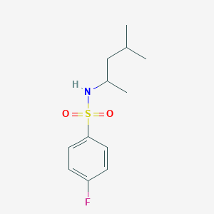 molecular formula C12H18FNO2S B504941 N-(1,3-dimethylbutyl)-4-fluorobenzenesulfonamide 