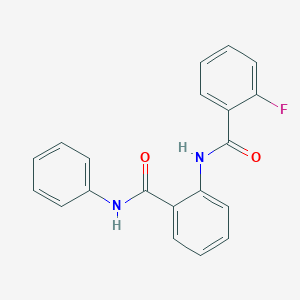 molecular formula C20H15FN2O2 B504951 2-[(2-fluorobenzoyl)amino]-N-phenylbenzamide 