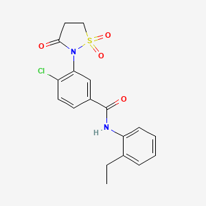 molecular formula C18H17ClN2O4S B5049555 4-chloro-3-(1,1-dioxido-3-oxo-2-isothiazolidinyl)-N-(2-ethylphenyl)benzamide 