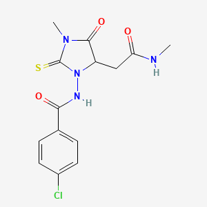 4-chloro-N-{3-methyl-5-[2-(methylamino)-2-oxoethyl]-4-oxo-2-thioxo-1-imidazolidinyl}benzamide