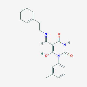 molecular formula C20H23N3O3 B5049656 5-({[2-(1-cyclohexen-1-yl)ethyl]amino}methylene)-1-(3-methylphenyl)-2,4,6(1H,3H,5H)-pyrimidinetrione 