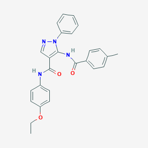 molecular formula C26H24N4O3 B504967 N-(4-ethoxyphenyl)-5-[(4-methylbenzoyl)amino]-1-phenyl-1H-pyrazole-4-carboxamide 