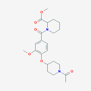 molecular formula C22H30N2O6 B5049708 methyl 1-{4-[(1-acetyl-4-piperidinyl)oxy]-3-methoxybenzoyl}-2-piperidinecarboxylate 