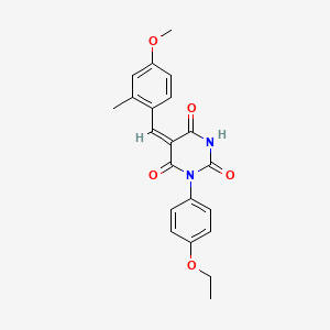 molecular formula C21H20N2O5 B5049839 1-(4-ethoxyphenyl)-5-(4-methoxy-2-methylbenzylidene)-2,4,6(1H,3H,5H)-pyrimidinetrione 