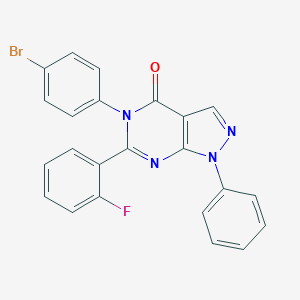 molecular formula C23H14BrFN4O B504984 5-(4-bromophenyl)-6-(2-fluorophenyl)-1-phenyl-1,5-dihydro-4H-pyrazolo[3,4-d]pyrimidin-4-one 