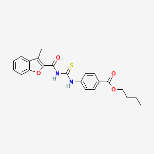 molecular formula C22H22N2O4S B5049858 butyl 4-[({[(3-methyl-1-benzofuran-2-yl)carbonyl]amino}carbonothioyl)amino]benzoate 