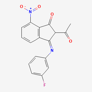 molecular formula C17H11FN2O4 B5049869 2-acetyl-3-[(3-fluorophenyl)imino]-7-nitro-1-indanone 