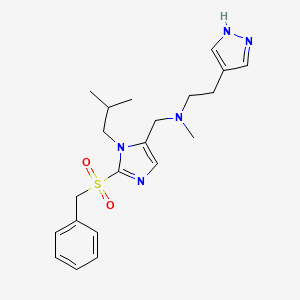 molecular formula C21H29N5O2S B5049871 N-{[2-(benzylsulfonyl)-1-isobutyl-1H-imidazol-5-yl]methyl}-N-methyl-2-(1H-pyrazol-4-yl)ethanamine 