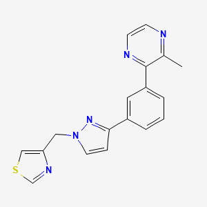 molecular formula C18H15N5S B5049912 2-methyl-3-{3-[1-(1,3-thiazol-4-ylmethyl)-1H-pyrazol-3-yl]phenyl}pyrazine 