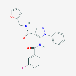 molecular formula C22H17FN4O3 B504992 5-[(3-fluorobenzoyl)amino]-N-(2-furylmethyl)-1-phenyl-1H-pyrazole-4-carboxamide 