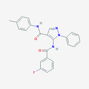 molecular formula C24H19FN4O2 B504994 5-[(3-fluorobenzoyl)amino]-N-(4-methylphenyl)-1-phenyl-1H-pyrazole-4-carboxamide 