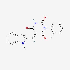 molecular formula C21H17N3O3 B5049955 5-[(1-methyl-1H-indol-2-yl)methylene]-1-(2-methylphenyl)-2,4,6(1H,3H,5H)-pyrimidinetrione 