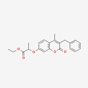 molecular formula C22H22O5 B5049983 ethyl 2-[(3-benzyl-4-methyl-2-oxo-2H-chromen-7-yl)oxy]propanoate 