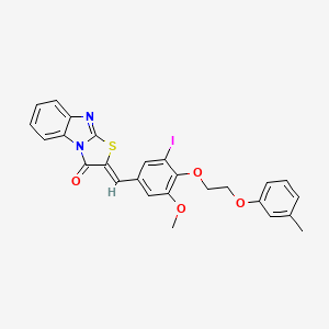 molecular formula C26H21IN2O4S B5049988 2-{3-iodo-5-methoxy-4-[2-(3-methylphenoxy)ethoxy]benzylidene}[1,3]thiazolo[3,2-a]benzimidazol-3(2H)-one 