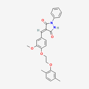 molecular formula C27H26N2O5 B5050017 4-{4-[2-(2,5-dimethylphenoxy)ethoxy]-3-methoxybenzylidene}-1-phenyl-3,5-pyrazolidinedione 
