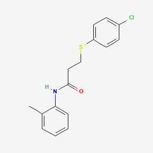 molecular formula C16H16ClNOS B5050033 3-[(4-chlorophenyl)thio]-N-(2-methylphenyl)propanamide 