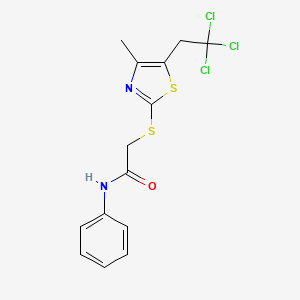 molecular formula C14H13Cl3N2OS2 B5050075 2-{[4-methyl-5-(2,2,2-trichloroethyl)-1,3-thiazol-2-yl]thio}-N-phenylacetamide 