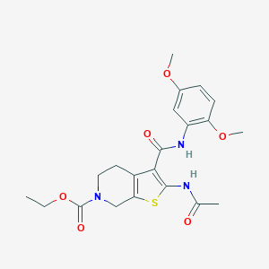 molecular formula C21H25N3O6S B505011 ethyl 2-(acetylamino)-3-[(2,5-dimethoxyanilino)carbonyl]-4,7-dihydrothieno[2,3-c]pyridine-6(5H)-carboxylate 