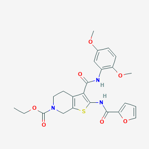 molecular formula C24H25N3O7S B505014 ethyl 3-[(2,5-dimethoxyanilino)carbonyl]-2-(2-furoylamino)-4,7-dihydrothieno[2,3-c]pyridine-6(5H)-carboxylate 
