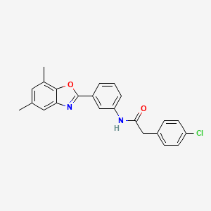 2-(4-chlorophenyl)-N-[3-(5,7-dimethyl-1,3-benzoxazol-2-yl)phenyl]acetamide