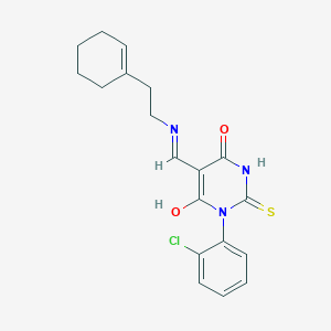 molecular formula C19H20ClN3O2S B5050167 1-(2-chlorophenyl)-5-({[2-(1-cyclohexen-1-yl)ethyl]amino}methylene)-2-thioxodihydro-4,6(1H,5H)-pyrimidinedione 