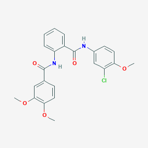 molecular formula C23H21ClN2O5 B505018 N-{2-[(3-chloro-4-methoxyanilino)carbonyl]phenyl}-3,4-dimethoxybenzamide 
