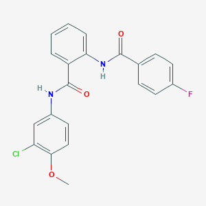 molecular formula C21H16ClFN2O3 B505019 N-(3-chloro-4-methoxyphenyl)-2-[(4-fluorobenzoyl)amino]benzamide 