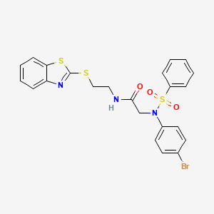 molecular formula C23H20BrN3O3S3 B5050205 N~1~-[2-(1,3-benzothiazol-2-ylthio)ethyl]-N~2~-(4-bromophenyl)-N~2~-(phenylsulfonyl)glycinamide 
