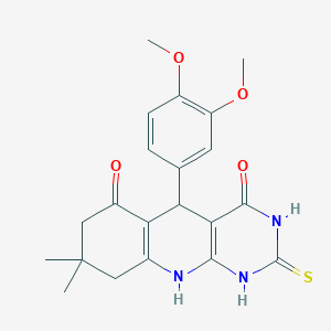 molecular formula C21H23N3O4S B5050210 5-(3,4-dimethoxyphenyl)-8,8-dimethyl-2-thioxo-2,3,5,8,9,10-hexahydropyrimido[4,5-b]quinoline-4,6(1H,7H)-dione 