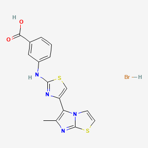 molecular formula C16H13BrN4O2S2 B5050227 3-{[4-(6-methylimidazo[2,1-b][1,3]thiazol-5-yl)-1,3-thiazol-2-yl]amino}benzoic acid hydrobromide 