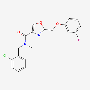 molecular formula C19H16ClFN2O3 B5050229 N-(2-chlorobenzyl)-2-[(3-fluorophenoxy)methyl]-N-methyl-1,3-oxazole-4-carboxamide 