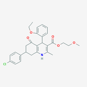 2-methoxyethyl 7-(4-chlorophenyl)-4-(2-ethoxyphenyl)-2-methyl-5-oxo-1,4,5,6,7,8-hexahydro-3-quinolinecarboxylate