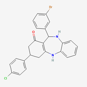molecular formula C25H20BrClN2O B5050239 11-(3-bromophenyl)-3-(4-chlorophenyl)-2,3,4,5,10,11-hexahydro-1H-dibenzo[b,e][1,4]diazepin-1-one 