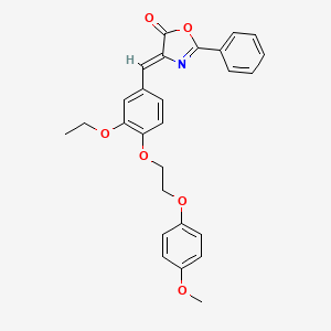 molecular formula C27H25NO6 B5050303 4-{3-ethoxy-4-[2-(4-methoxyphenoxy)ethoxy]benzylidene}-2-phenyl-1,3-oxazol-5(4H)-one 