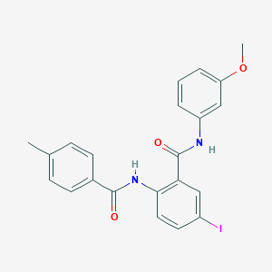 molecular formula C22H19IN2O3 B505032 5-iodo-N-(3-methoxyphenyl)-2-[(4-methylbenzoyl)amino]benzamide 