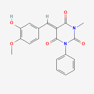 molecular formula C19H16N2O5 B5050321 5-(3-hydroxy-4-methoxybenzylidene)-1-methyl-3-phenyl-2,4,6(1H,3H,5H)-pyrimidinetrione 