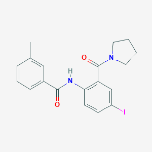 molecular formula C19H19IN2O2 B505033 N-[4-iodo-2-(1-pyrrolidinylcarbonyl)phenyl]-3-methylbenzamide 