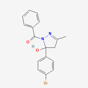 molecular formula C17H15BrN2O2 B5050363 1-benzoyl-5-(4-bromophenyl)-3-methyl-4,5-dihydro-1H-pyrazol-5-ol 